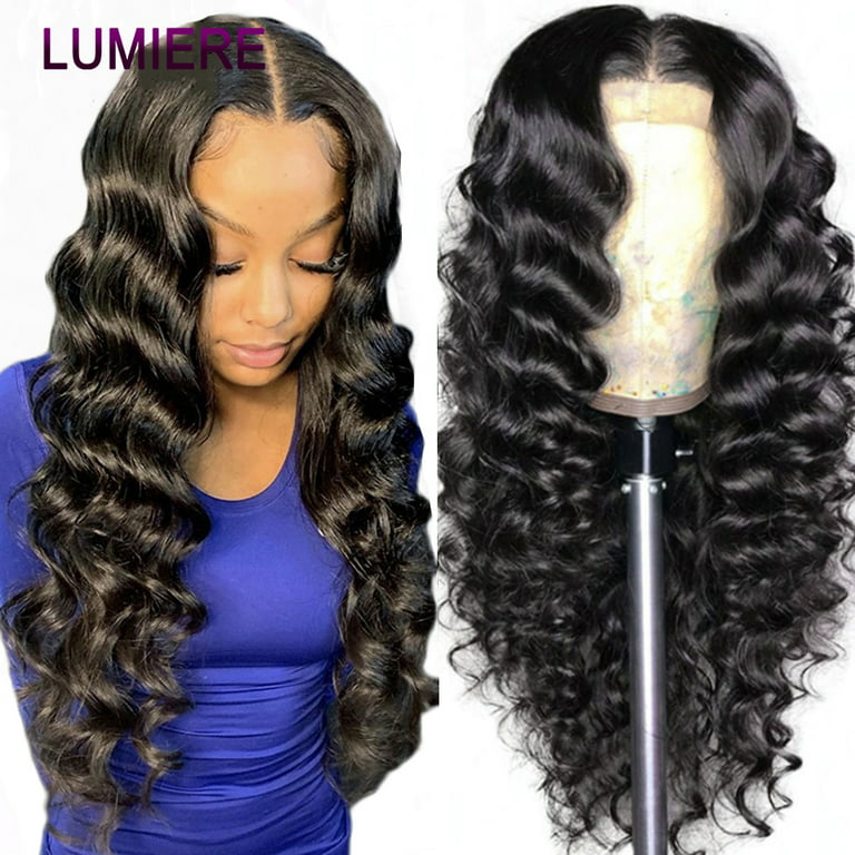 30 32 34 Inch 13x4 Looose Deep Wave Lace Front Human Hair Wig HD  Transparent Lace Frontal Closure Wigs Curly Wave Wig for Black Women 150%  Density Remy Human Hair Lumiere Hair 