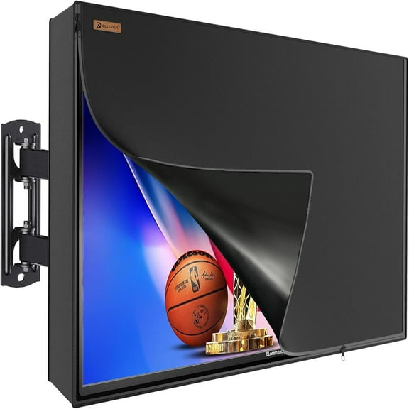 30-32 inch Outdoor TV Cover, Roll up Front Flap with Non Scratch Soft Liner Protect LED Screen, Zipper Access Weatherproof TV Protector, Outside Waterproof Television Cover fit Wall Mount