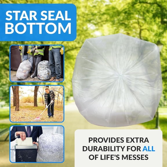 30-33 Gallon Trash Bags Heavy Duty | 250 Count Bulk | Clear Large Trash Bags 30+, 32 Gallon