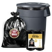 30-33 Gallon Trash Bags Heavy Duty - (75 Cout) - 32"x39"- Black Garbage Can Liners for Kitchen, Lawn and Leaf, Outdoor, Storage, Commercial