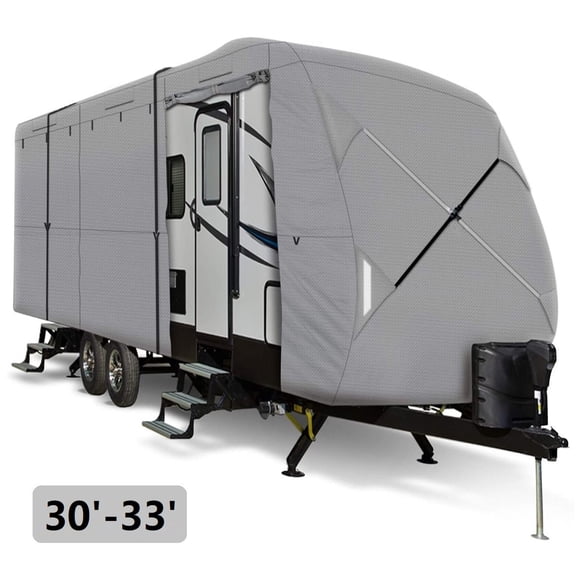 30-33ft RV Cover, Heavy Duty Weatherproof Non-Woven Travel Trailer Cover