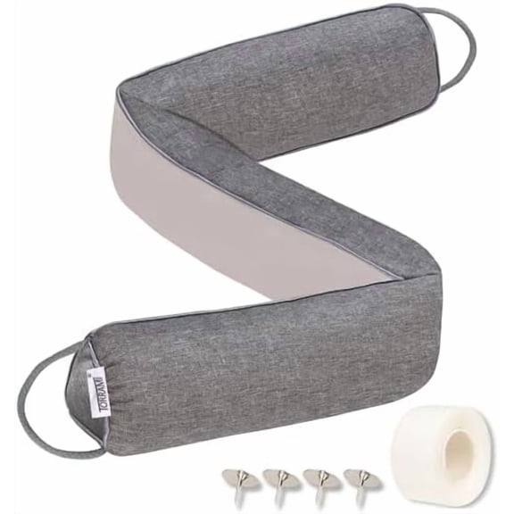 30" Door Draft Stopper for Bottom of Doors, Seal Blocks Hot Air, Noise, Bugs, Keeps Cold AC in, Sound Proofing Easy Install Gap Filler, Draft Stoppers, Gray