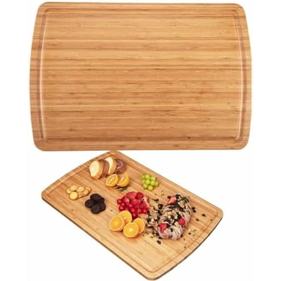 30" Extra Large Bamboo Cutting Boards for Kitchen, Wooden Chopping Board with Juice Groove, Reversible Butcher Block Cutting Board Carving Board for Meat Turkey Veggies, 30 x 20 Inch
