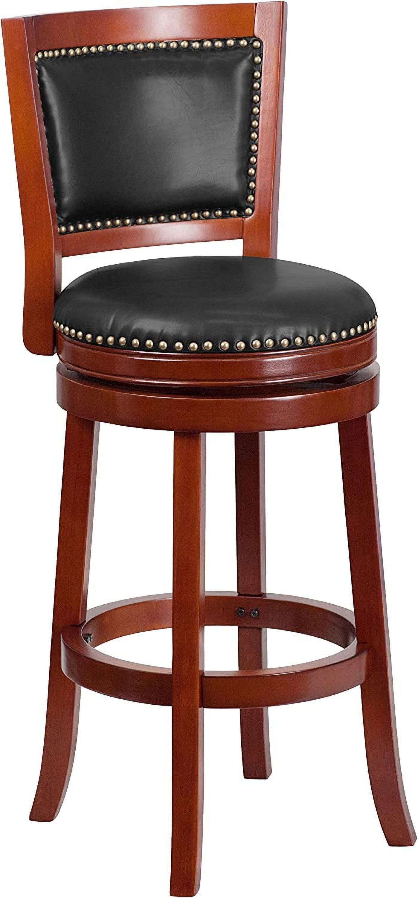 30" H Dark Cherry Wood Barstool with Swivel Seat