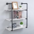 30" Industrial Pipe Bookshelf Wall Mounted 4 Tier Rustic Floating