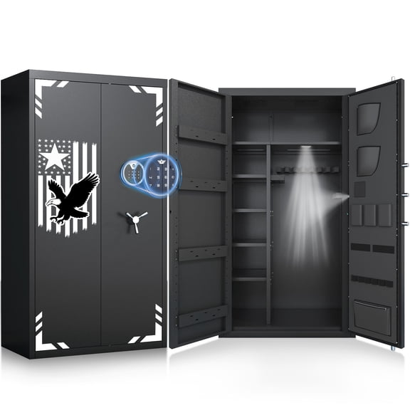 30-35 Gun Safe,Large Gun Safe for home,Unassembled Gun Safe with Adjustable Shelf & Gun Rack, Gun Safe for Home and Shotgun, Gun Cabinet with Mute Function & Dual Alarm