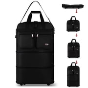 30" Expandable Foldable Luggage Bag Suitcase with 4 Swivel Wheels Collapsible Rolling Travel Bag for Home Storage Moving,Black - EX