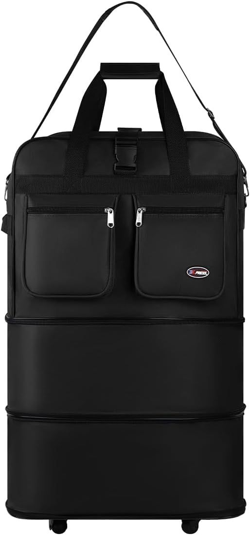 30" 36" 40" Rolling Wheeled Duffel Bag Spinner Luggage Expandable (Black, 30")