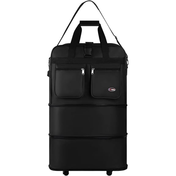 30" 36" 40" Rolling Wheeled Duffel Bag Spinner Luggage Expandable (Black, 30")