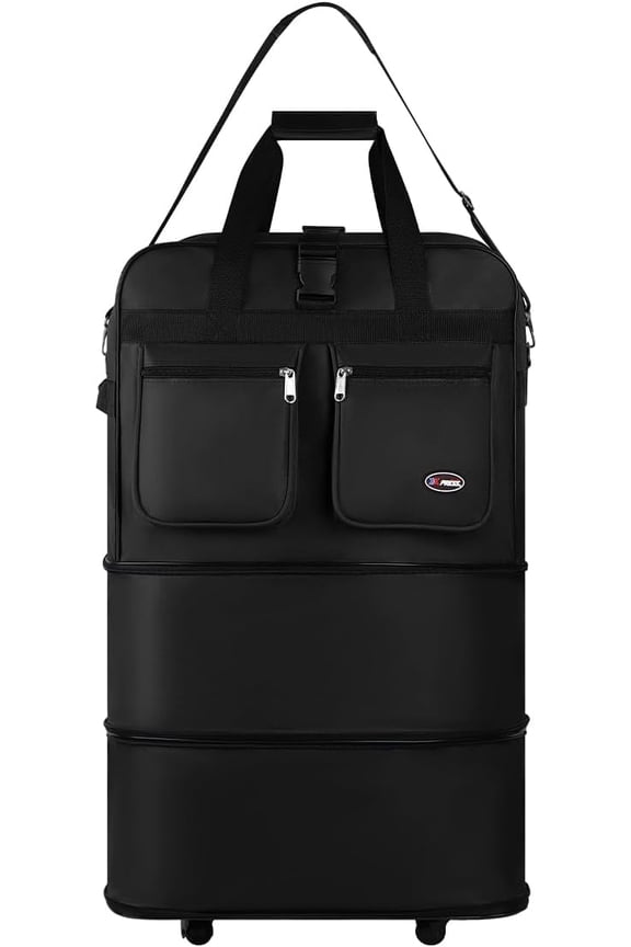 30" 36" 40" Rolling Wheeled Duffel Bag Spinner Luggage Expandable (Black, 30")