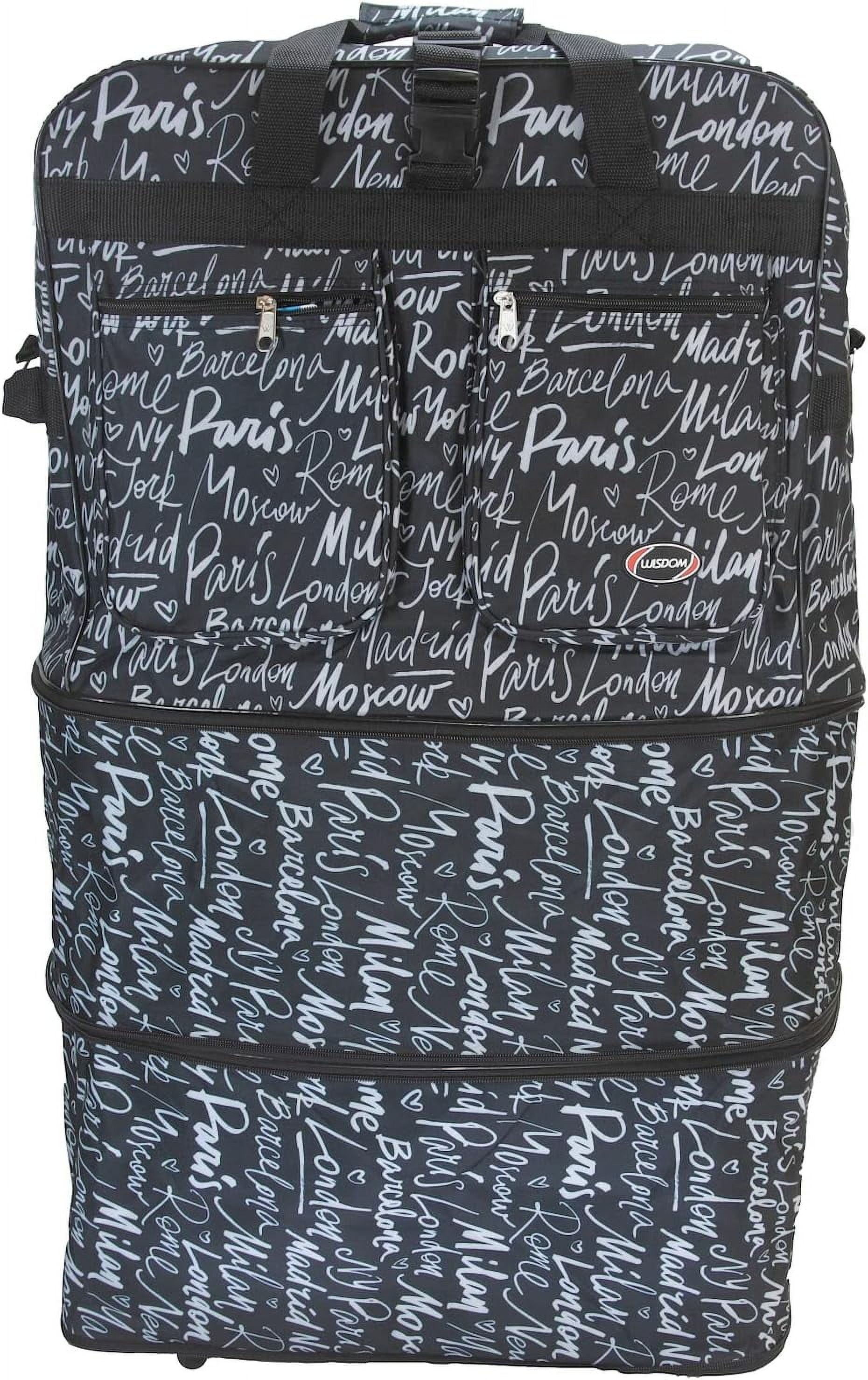 30" 36" 40" Rolling Wheeled Duffel Bag Spinner Luggage Expandable (City Names, 30")