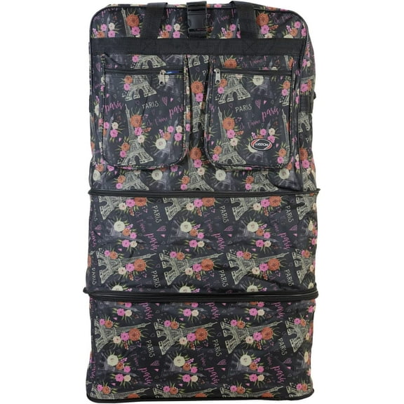 30" 36" 40" Rolling Wheeled Duffel Bag Spinner Luggage Expandable (Floral Paris, 30")