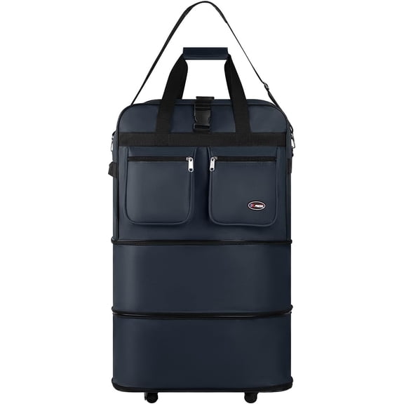 30" 36" 40" Rolling Wheeled Duffel Bag Spinner Luggage Expandable (Navy, 30")
