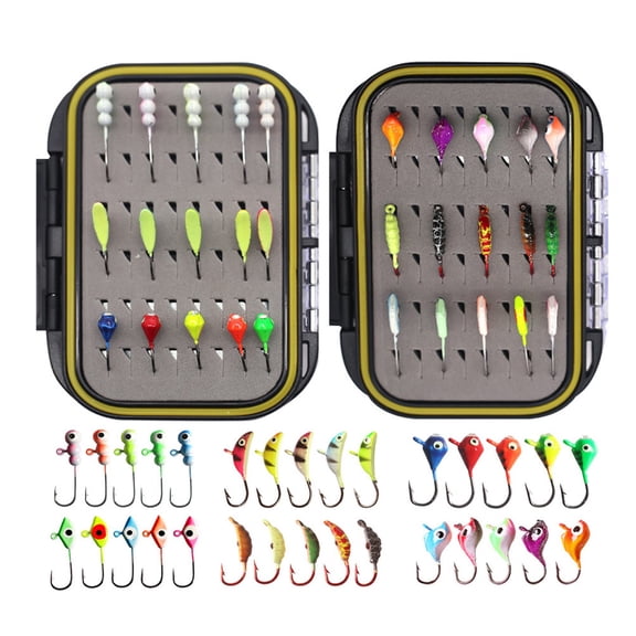 30/36pcs Ice Fishing Gears with Box Ice Fishing Lure Set Hard Baits Winter Ice Fishing Jigs Sinking Metal Jigging Baits