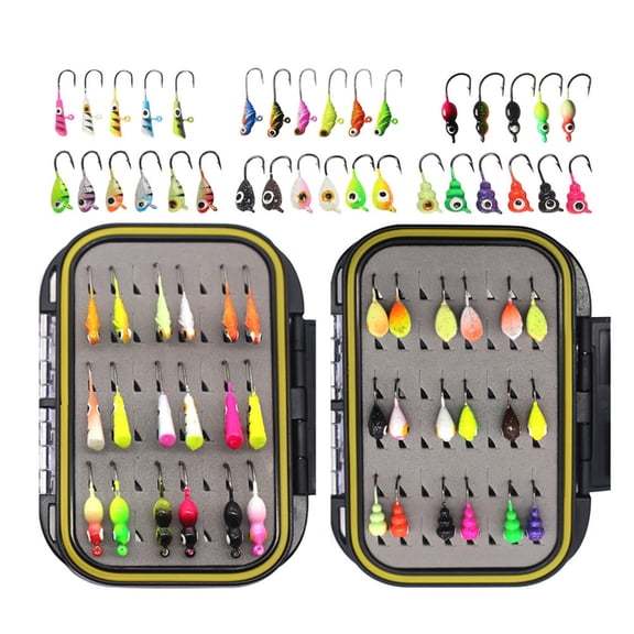 30/36pcs Ice Fishing Gears with Box Ice Fishing Lure Set Hard Baits Winter Ice Fishing Jigs Sinking Metal Jigging Baits