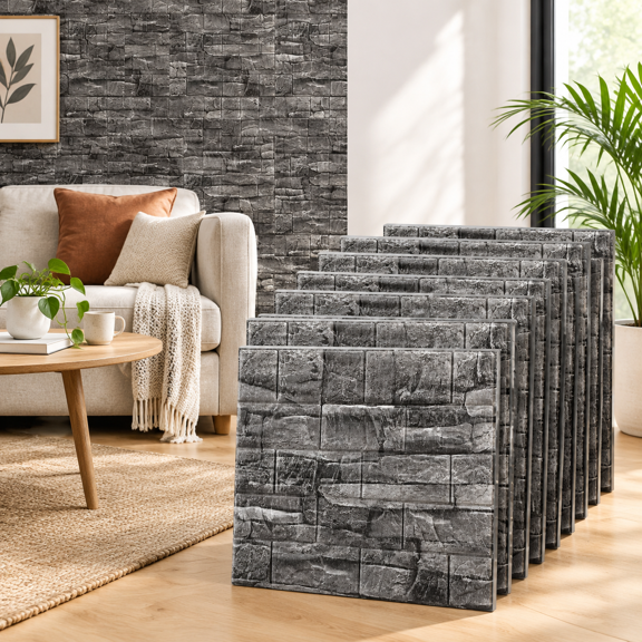 30 3d Wall Panels Peel And Stick Wallpaper Foam Grey Stone