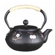 30.4 fl oz Small Cast Iron Teapot Tea Kettle with Stainless Steel Infuser for Stovetop Safe Coated with Enameled Interior Japanese Tetsubin with Flower and Bird Pattern