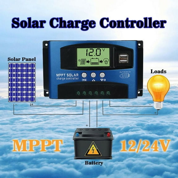 30/40/50/60/100A MPPT Solar Panel Regulator Charge Controller 12V/24V Auto Focus