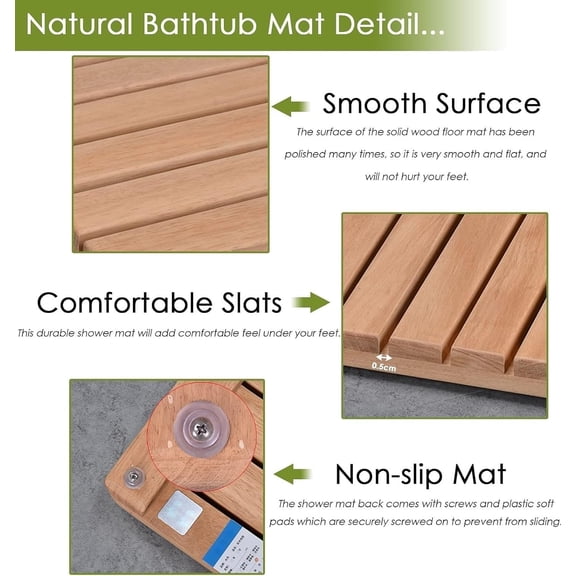 30 40 50 60 70 80 90 100cm Large Bath Mats Slated Platform, Waterproof Teak Wood Shower Matt for Bathroom Floor/Inside Shower/Outside Shower(76x76cm/30x30in)$$Home Decor, Kitchen, & Other