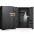 thumbnail image 1 of 30-40 Gun Fingerprint Safe, Unassembled Large Biometric Long Gun Safe with LCD Keypad & Gun Rack, Silent Operation & Dual Alarm Security for Shotguns Pistols, 1 of 8