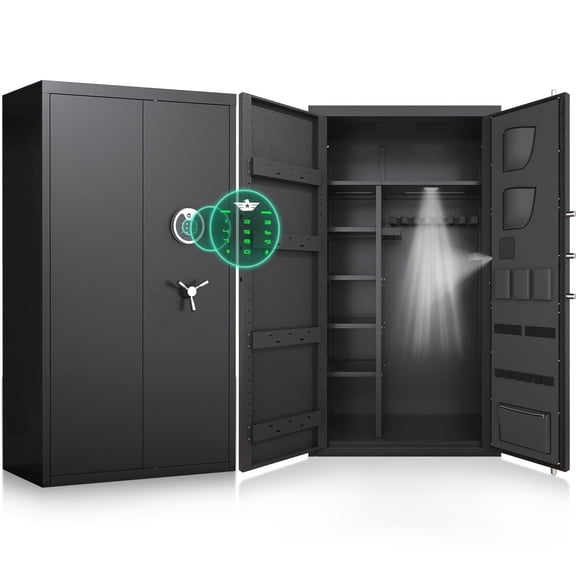 30-40 Large Gun Safe for Pistol, Unassembled Gun Safe with LCD Keypad and Adjustable Shlef, Digital Gun Cabinet for Home and Shotguns with Mute Function & Dual Alarm