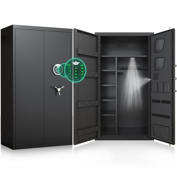 30-40 Large Gun Safe for Pistol, Unassembled Gun Safe with LCD Keypad and Adjustable Shlef, Digital Gun Cabinet for Home and Shotguns with Mute Function & Dual Alarm