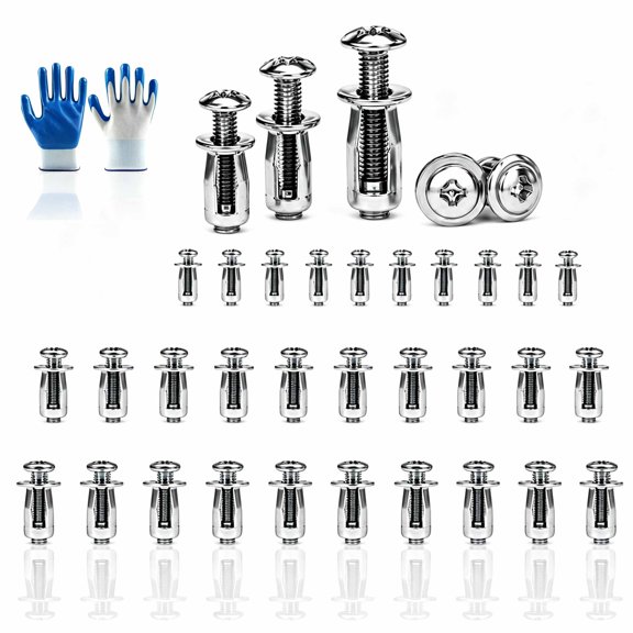 30/40 Pcs Button Rivet Locking Nuts Set,Screw Fastener Hardware Threaded Insert Panel Repair Kit Hollow Section Furniture Workshop Connector
