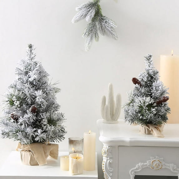 30/40CM Christmas Trees Desktop Ornament Miniature Snow Frost Xmas Tree Decors
