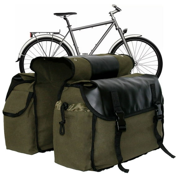 30-40L Bike Pannier Bags Set, Water-Resistant Double Saddle Rear Rack Bags With Lid, Canvas Bicycle Cargo Carrier For Commuting, Touring & Mountain Cycling