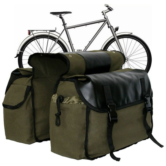 30-40L Bike Pannier Bags Set, Water-Resistant Double Saddle Rear Rack Bags With Lid, Canvas Bicycle Cargo Carrier For Commuting, Touring & Mountain Cycling
