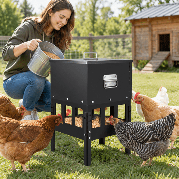 30-40LBS Large Chicken Feeder No Waste Automatic Poultry Feeder