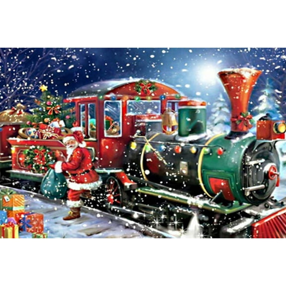 30*40cm Santa Claus Train Diamond Art Home Decoration Winter Handmade Diy Full Diamond Artworks For Home Christmas Party Decor