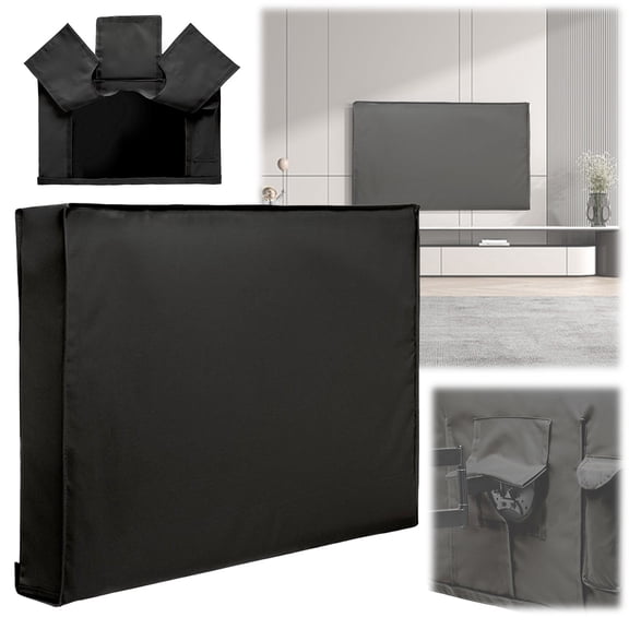 30-43 Inch Waterproof & Weatherproof Outdoor TV Cover - Black Thick Fabric Protector for LCD/LED/Plasma TVs - Universal Fit with Wall Mounts & Stands - Dust Resistant