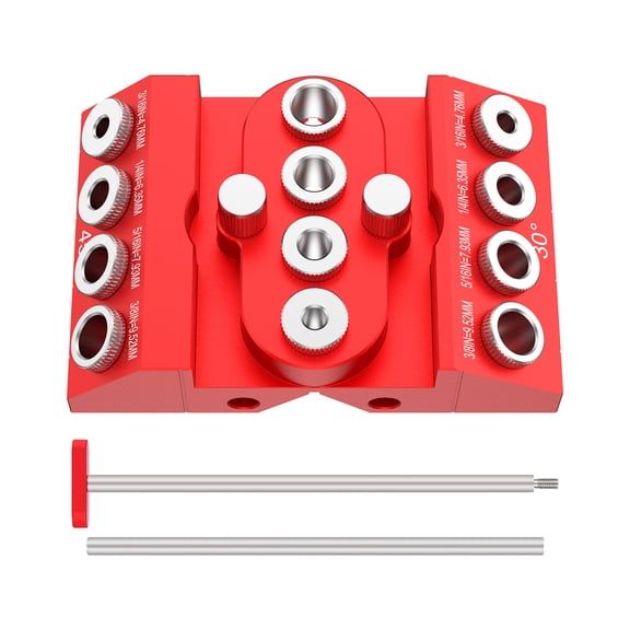 30 45 90 Angle Drill Guide Jig Aluminum Alloy Multi Angle Drill Locator Straight and Angled Hole Drill Positioner with Positioning Bar Hole Punch Guide Fixture for Woodworking