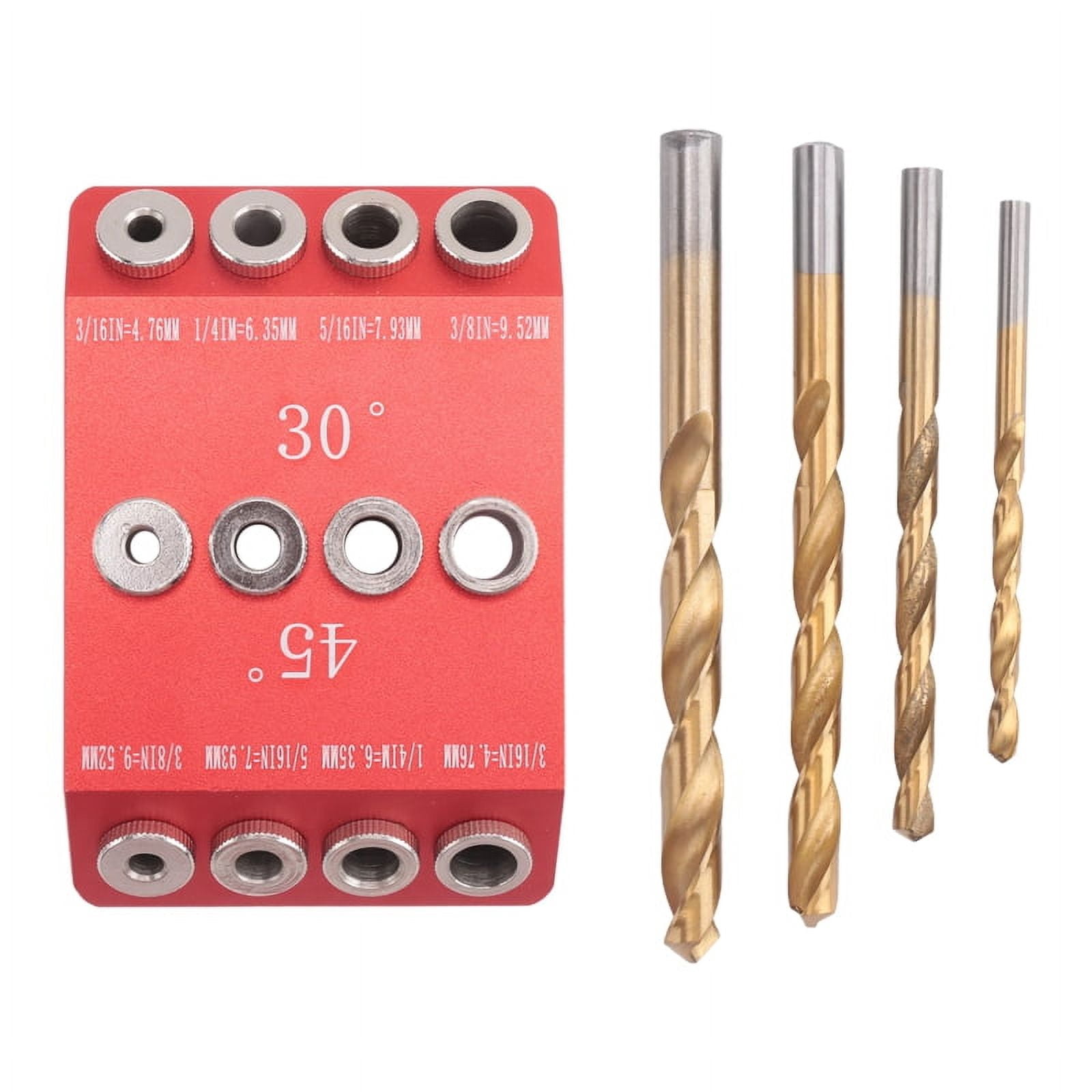 30/45/90° Angle Drill Hole Guide Jig,4 Drill Bits