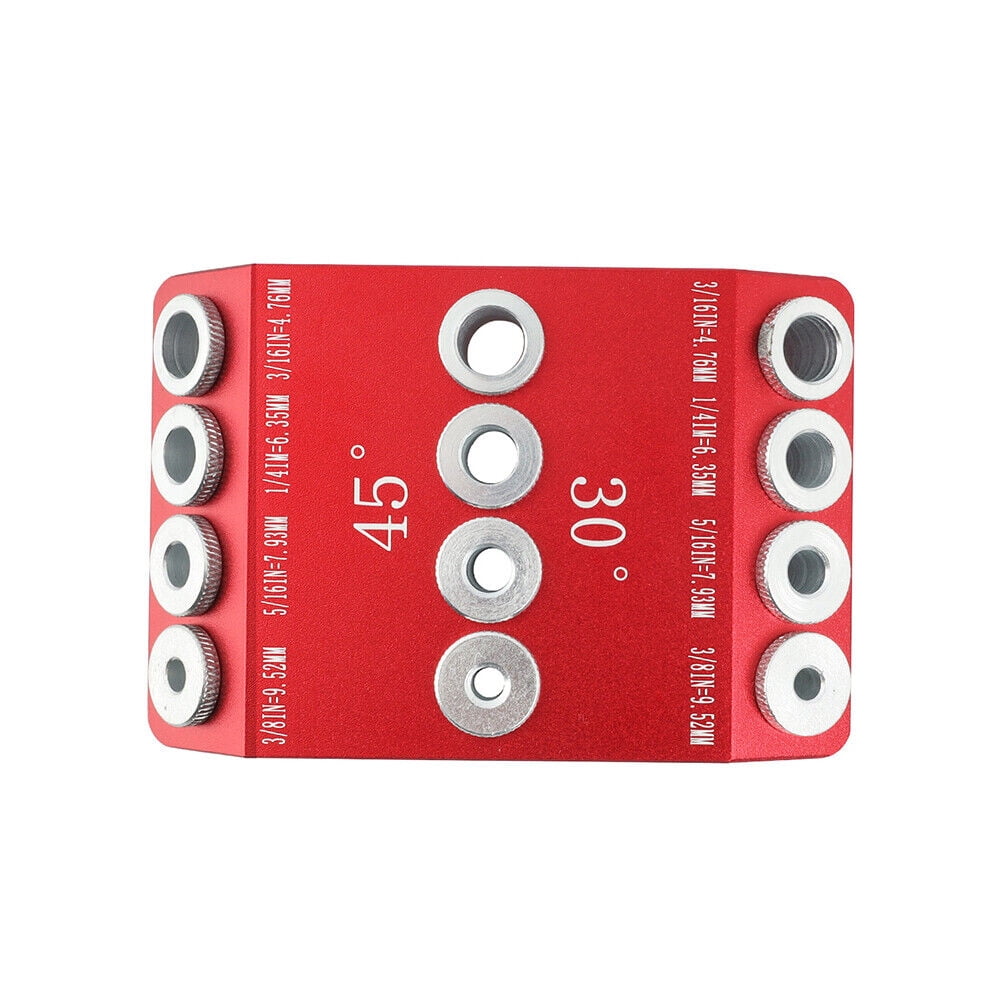 30/45/90 Degree Woodworking Pocket Hole Jig Drill Guide CNC Hole Puncher (Red)