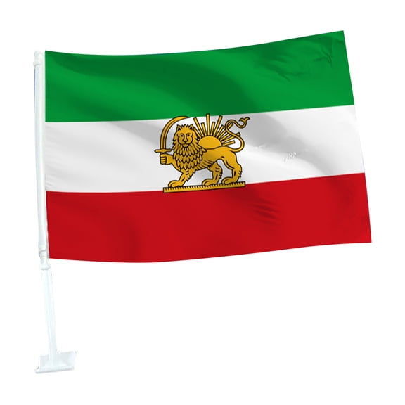 30*45cm Iranian Ancient Lion Sun Flag, Persian Car Window Flag, with Flagpole, Durable Polyester Fabric, Easy to Install, Suitable for Vehicle Decoration And Display.