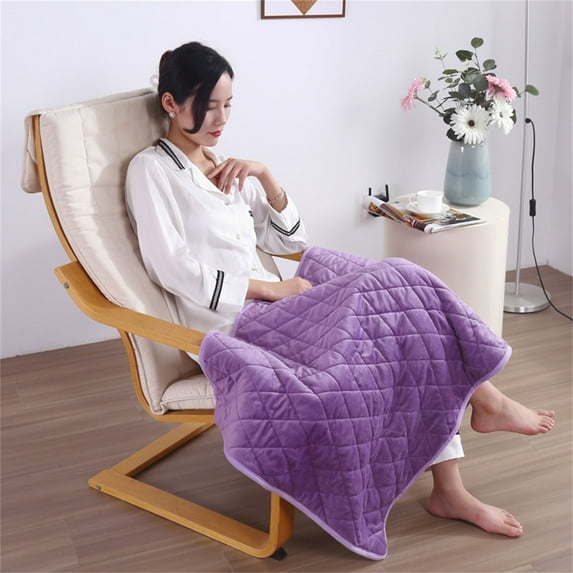 30*47in 5V USB Heated Shawl Blanket, Low-Voltage Warm Blanket for Home Travel Office, Washable Safe Soft Electric Warmth Wrap (No Zipper), 120cm Extension Line for Convenient Use, Purple