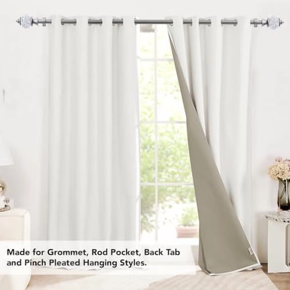 30-48 Inch Heavy‑Duty Curtain Rod, 3/4 Inch Metal Window Rod Silver Grey Finish, Telescoping & Adjustable with Finials, Wall‑Mounted Hardware Included, Rods for Bedroom Living Room Curtains
