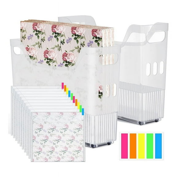 30.48x30.48 cm Storage Box with Labels and 2Scrapbook Paper Storage Craft Paper Organizer Plastic Storage Bins on Wheels
