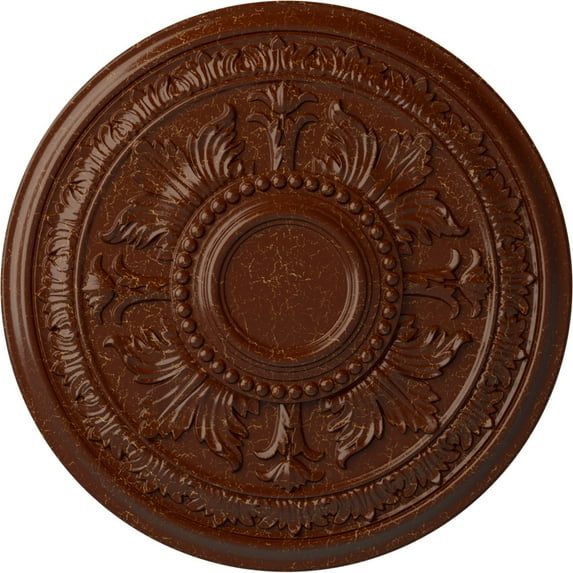 30 5/8"OD x 2 1/2"P Tellson Ceiling Medallion (Fits Canopies up to 6 3/4"), Hand-Painted Burnished Mahogany Crackle