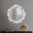 thumbnail image 1 of 30.5"Eden Gingko Leaf Round Wall Mirror, Iron Metal Plate Frame Antique Finish Mirror, 1 of 7