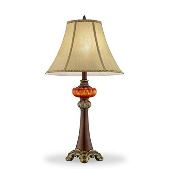 30.5"H Gold Amber Table Lamp