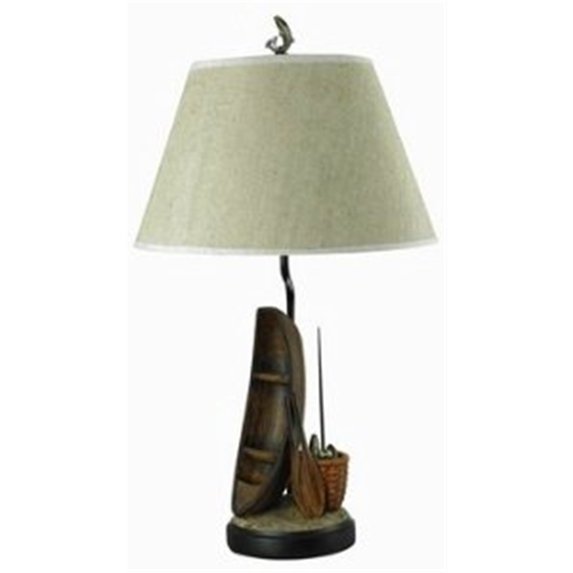 30.5" Height Resin Table Lamp in Ligneus-Color:Sable,Finish:Ligneus,Material:Linen,Shape:Round Hardback,Style:Tropical,Wattage:150W