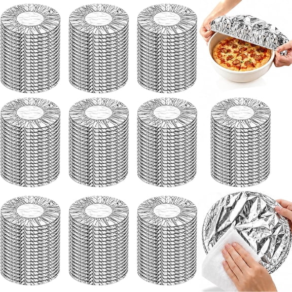 30/50/100PCS Reusable Aluminum Foil Food Covers Aluminum, Reusable Stretch Bowl Covers for Leftovers, Meals, Picnic & Kitchen Storage