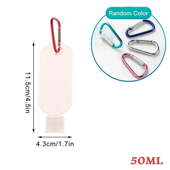30/50/60ml Empty Portable Bottle With Carabiner Hook Outdoor Travel Hand Sanitizer Reusable Plastic Squeeze Bottles Storage Tool