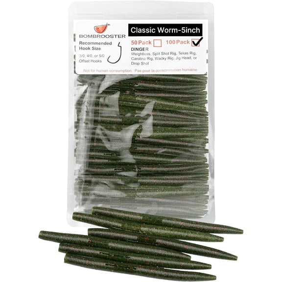 30/50/78/100Pcs Senko Worms Kit – 4"/5" Soft Plastic Fishing Lures with Salt Impregnation for Bass Fishing