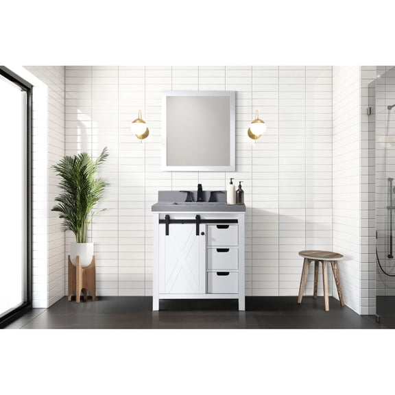 30.50 in. Wide White Vanity | Guest Bathroom Setup with Included Mirror | Vanity with Lasting Surface