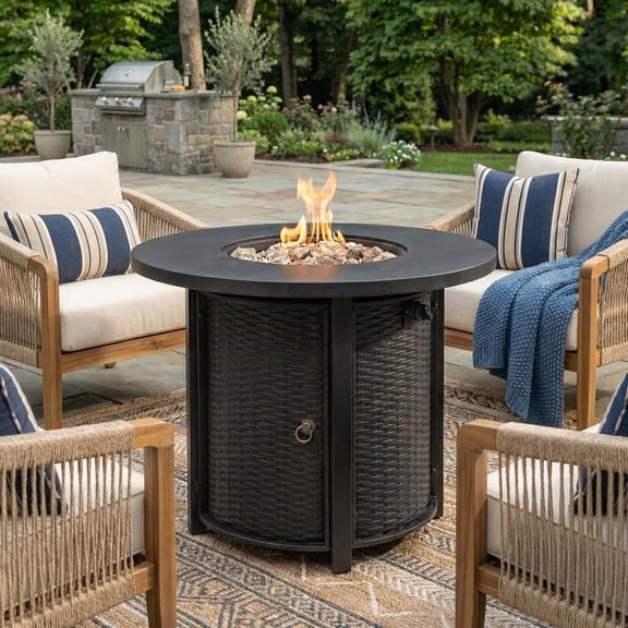 30" 50000 BTU Round Steel Propane Fire Pit Table