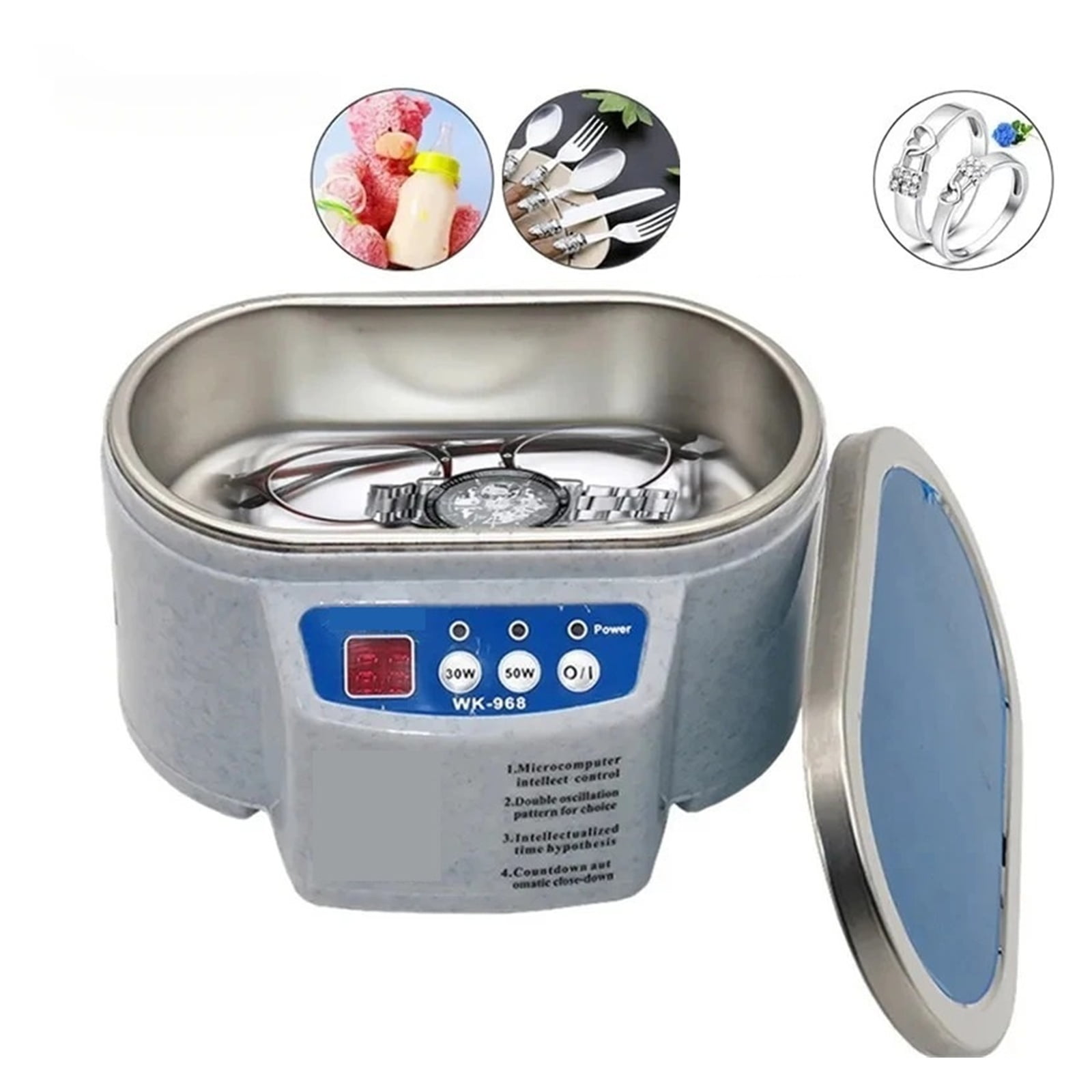 30/50W Digital Ultrasonic Cleaner Tub Dual Frequency Vibration Jewelry Parts Portable Washer Machine